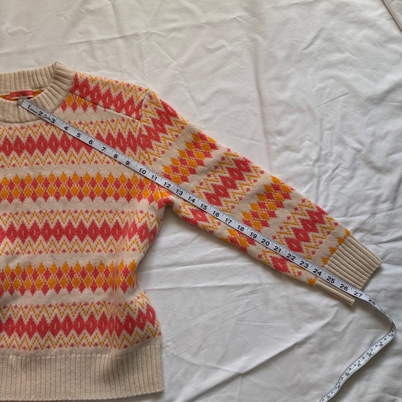 J. Crew 100% Cashmere Women's Sweater - Pink, Yellow, Cream Geometric Design - Picture 12 of 12